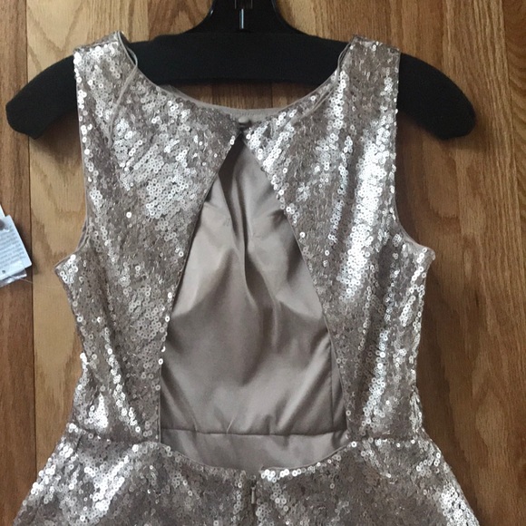 AIDAN MATTOX DRESS CHAMPAGNE SEQUIN FORMAL SIZE 4 NWT - Picture 3 of 6
